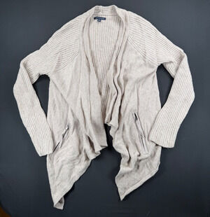 American Eagle Open Front Sweater in Beige/Oatmeal (Women's M)